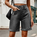 European and american clothing cross-border trade independent station  new arrival ripped and curled half length denim shorts casual pants trendy