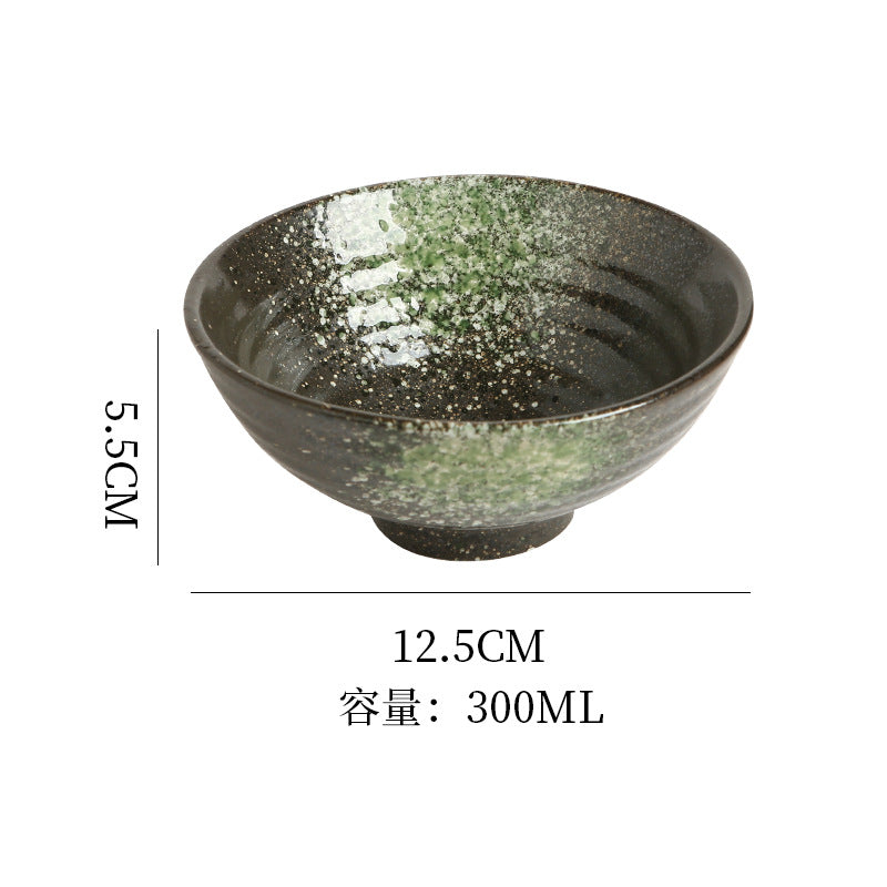Japanese-style retro ceramic rice bowl - underglaze decoration, high-value design - suitable for restaurants, hotels, home use, and business settings - also ideal as a ceramic dessert bowl