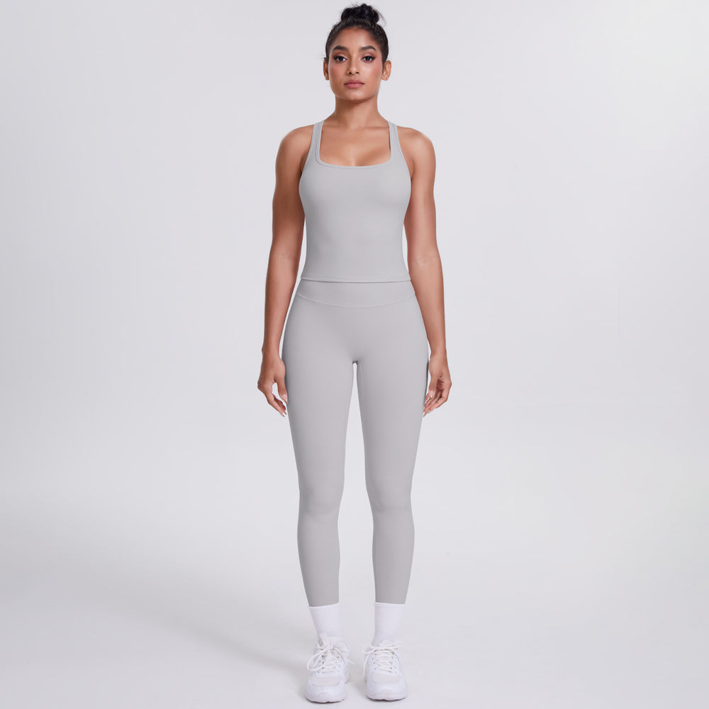 New racerback sports bra set - barely-there feel, compression fit, quick-dry, butt-lifting yoga outfit for outdoor running and fitness
