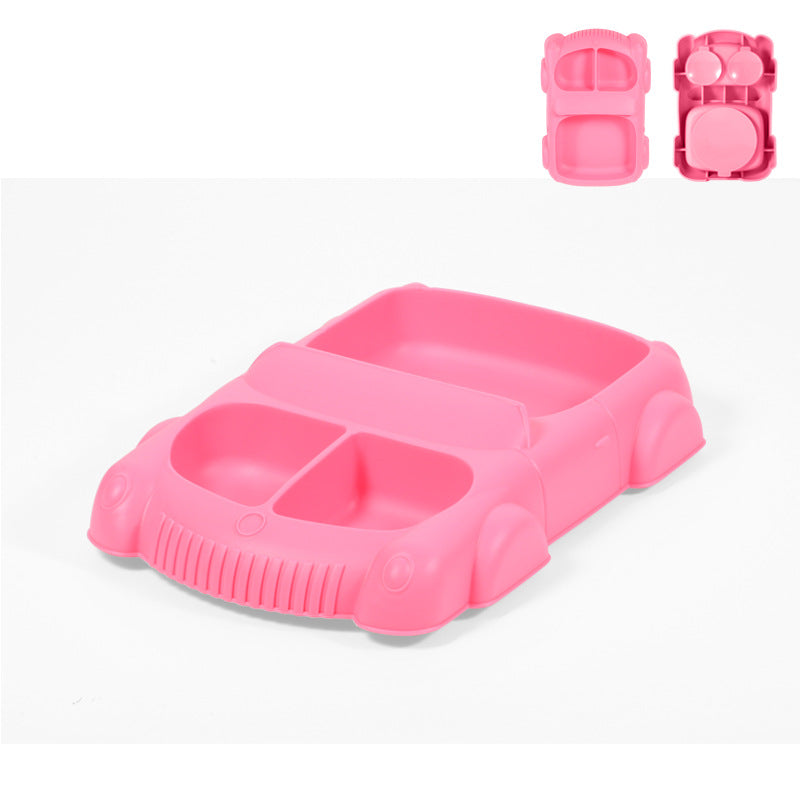 Factory new product baby silicone dinner plate large suction cup tableware set 8-piece set cartoon children's car silicone dinner plate
