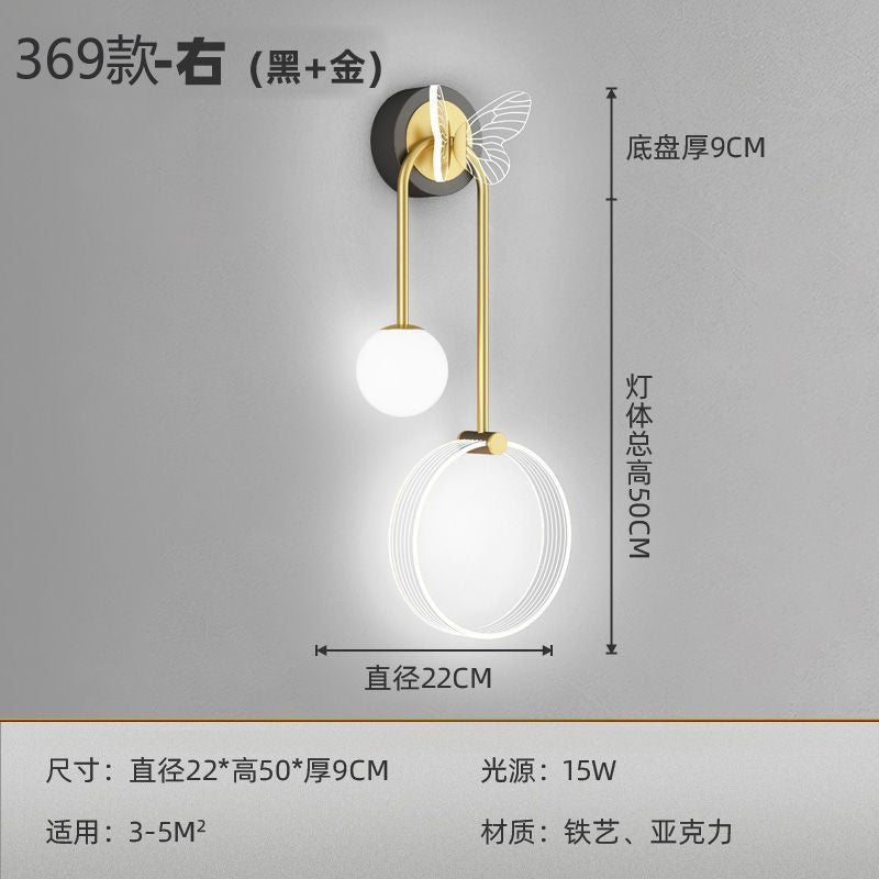 Wall lamp bedroom bedside lamp accessible luxury crown room decorative lamp casual modern aisle living room background wall lamp