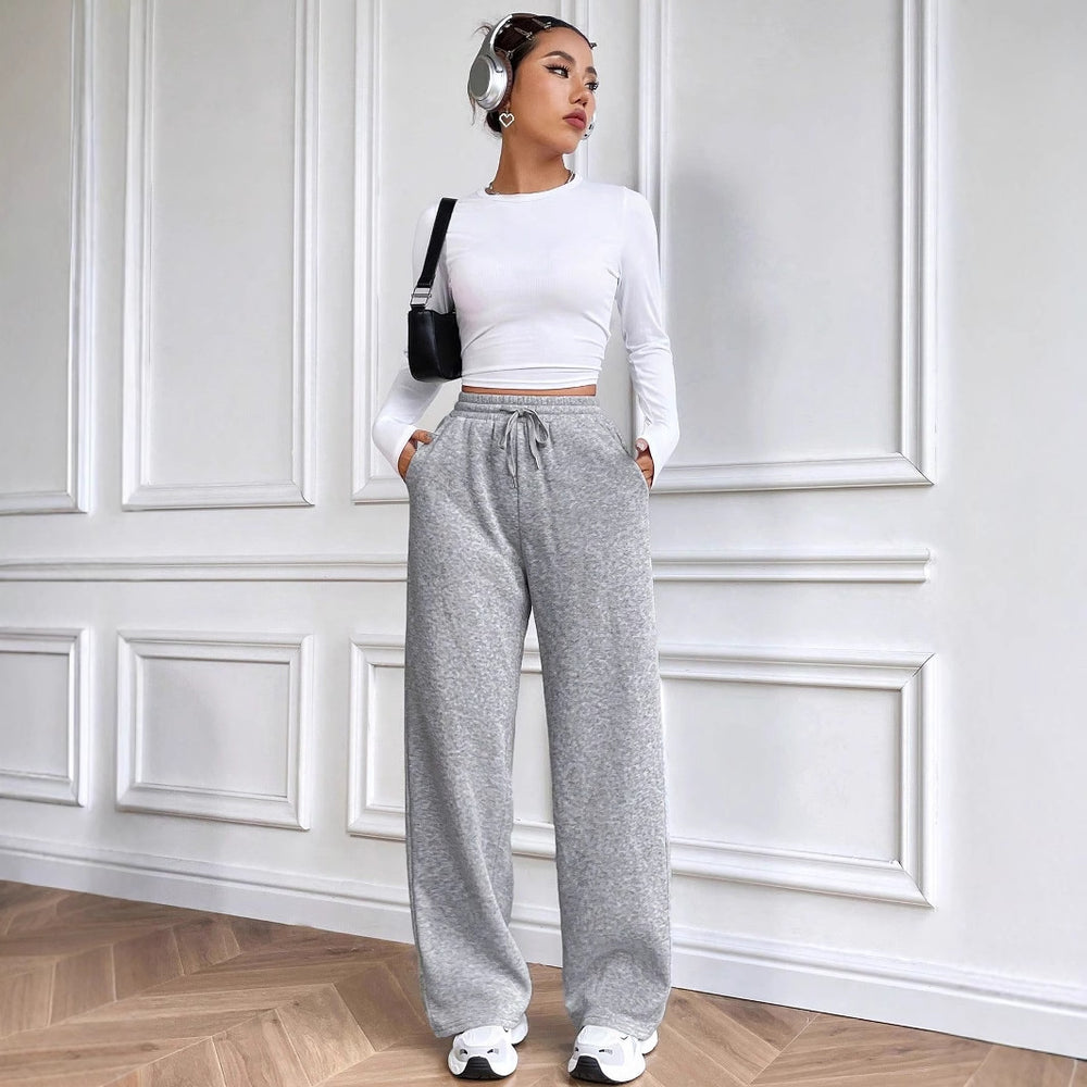 53238#  cross-border women's fashion european and american ins style new casual loose wide-leg sweatpants