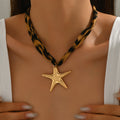 Processing personalized cross necklace cross-border leopard print flower heart pendant summer ocean shell clavicle chain chain