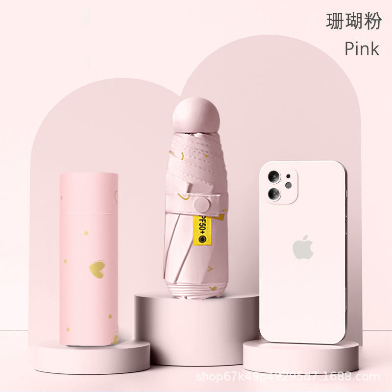 50% off umbrella for both sunny and rainy days, women's sun umbrella, sun protection and uv protection capsule umbrella, foldable mini sunshade umbrella, personalized