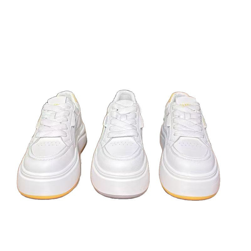 Little white shoes women's 2025 summer new thick-soled muffin board shoes leather versatile basic four-season casual sports shoes