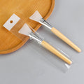 Beauty salon wooden handle silicone mask brush diy facial mask application tool wooden pole makeup brush soft head silicone brush