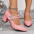 2026 summer new arrival: plus-size women's casual comfortable fashion bow chunky heel high heels - one size fits most