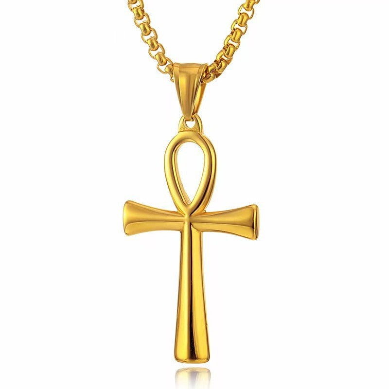 European and american minimalist unisex metal cross pendant necklace - stylish and versatile statement jewelry