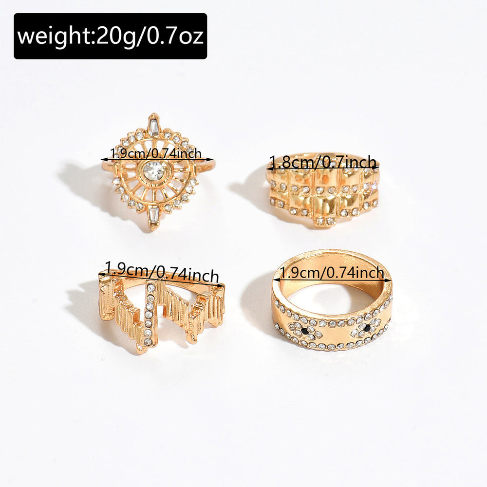 hot-selling fashion diamond ring combination niche design round sun irregular geometric jewelry wholesale