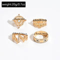 hot-selling fashion diamond ring combination niche design round sun irregular geometric jewelry wholesale