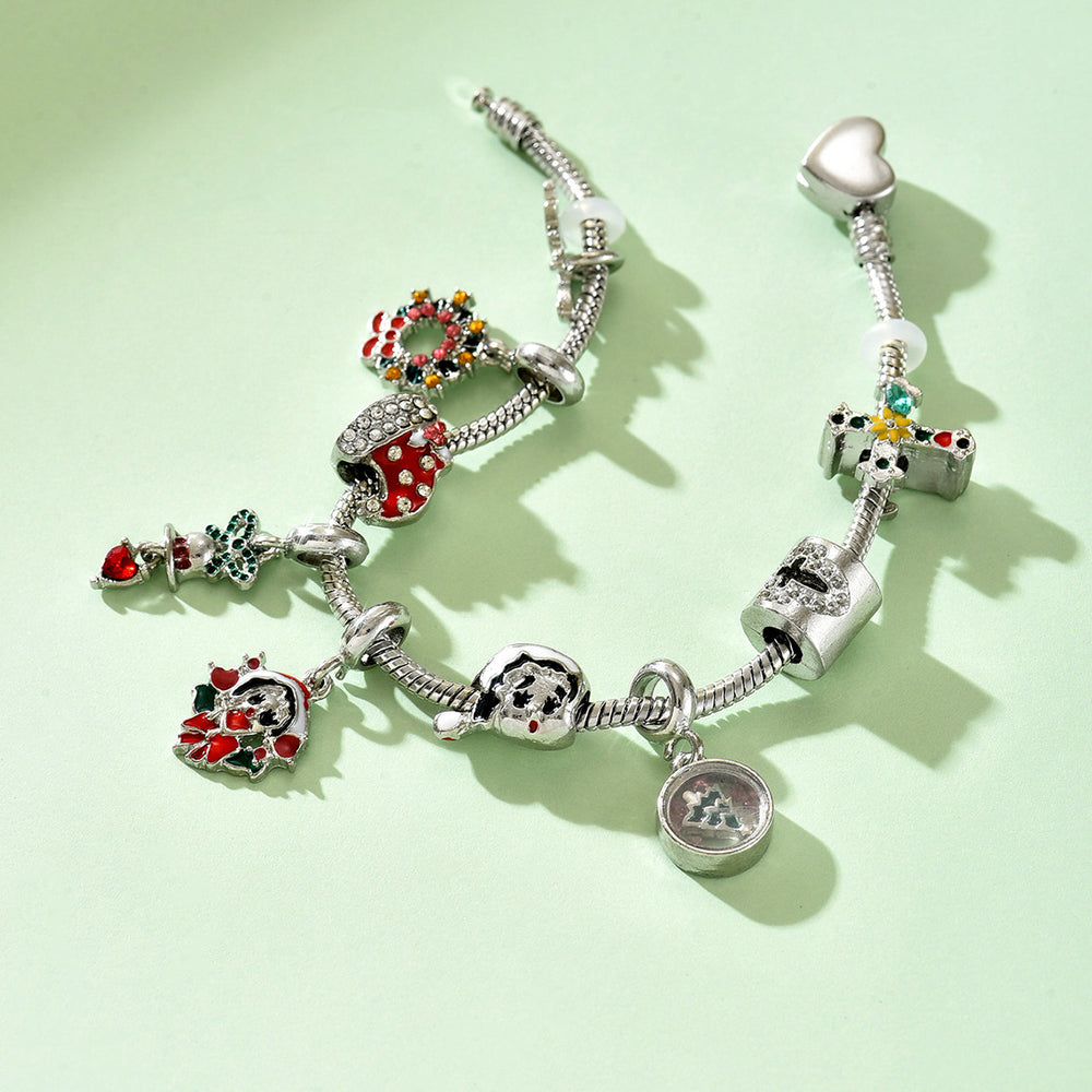 European and american cross-border christmas holiday bracelet combination personalized cartoon dripping oil santa claus bell combination hand jewelry wholesale