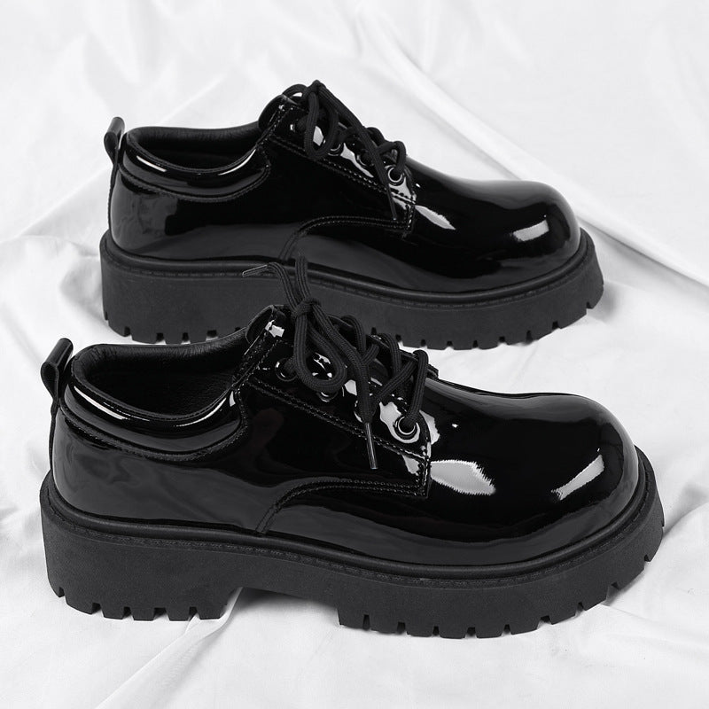 Spring wenzhou small leather shoes men's formal business british derby feet wide toe casual trendy shoes bright surface classy sense
