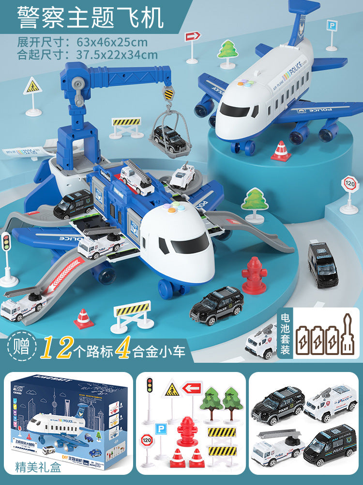 Kids' big airplane toy transforming track set - educational car model for boys, ages 3-6, perfect 4th birthday gift, cross-border e-commerce