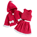girlsuit red coral velvet hooded outwear vest tops skirtstuffedfall and winter three-piece suit