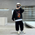 Boys'  cartoon top spring/autumn sweatshirt set - middle to big kids' nezha long-sleeve outfit - crew neck children's clothing - boys' two-piece set