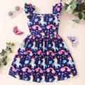 Kids' sleeveless square neck unicorn rainbow dress