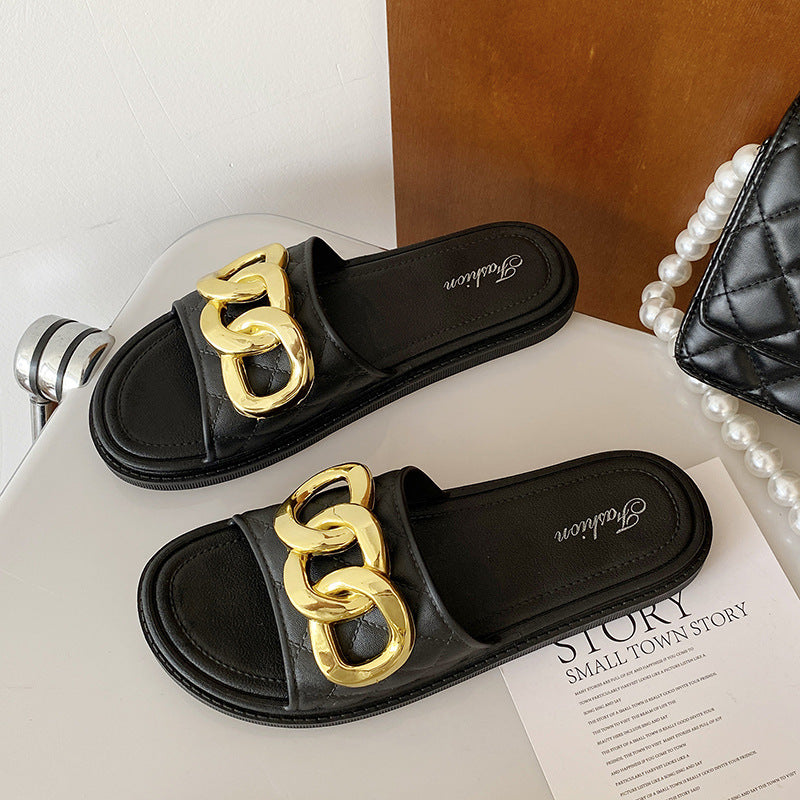 Popular thick sole slippers for women summeroutwearfashiontrendycasualflatsnon-slip soft bottom slippers for women