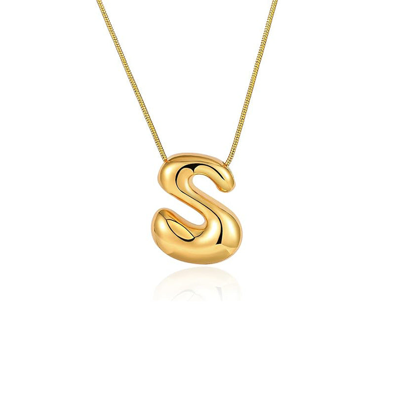 Amazon bestseller: premium bubble 26-letter gold pearlized necklace pendant - stylish women's accessory