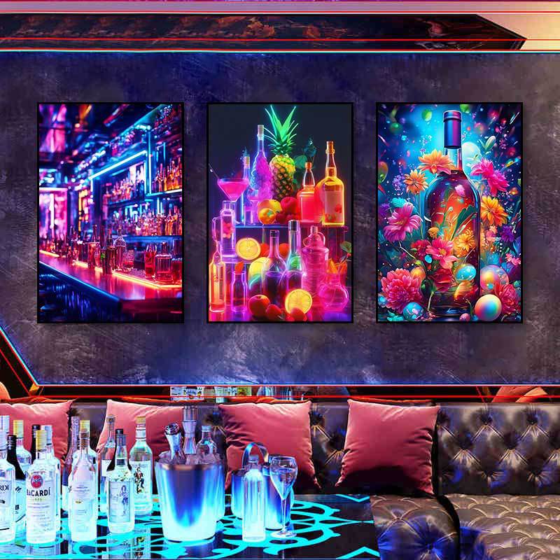 Bar KTV box decoration hanging pictures Cocktail bottle clear bar atmosphere music dining bar Bistro decoration painting