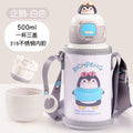 Cartoon 316 stainless steel insulated tumbler with straw, cup sleeve, portable single cup, double lid water bottle - wholesale gift option
