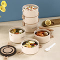 304 stainless steel multi-layer insulated lunch box bowl - portable, airtight, large capacity with rice bucket, detachable round bento box
