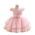 Ready-to-ship wholesale sequin bow princess dresses for girls, perfect for baby's first birthday or special occasions