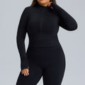 European and american style women's long-sleeved zip-up slim-fit quick-dry activewear jacket - autumn/winter plus size yoga outerwear