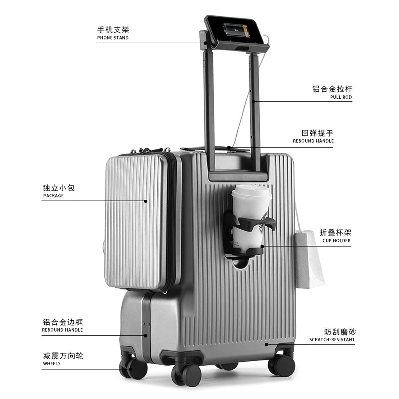 Multi-functional trolley case with side hanging bag Boarding luggage Universal wheel Business and leisure business travel high-end travel luggage