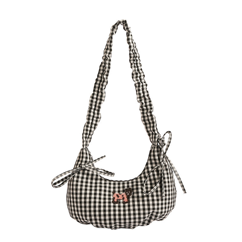 Cross-border ballet style sub-bow bag women's 2025 new casual lazy style canvas bag portable shoulder bag