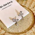Japanese and korean silver sparkling zircon butterfly teardrop stud earrings - women's unique, elegant, and high-end style - 2026 new hot seller