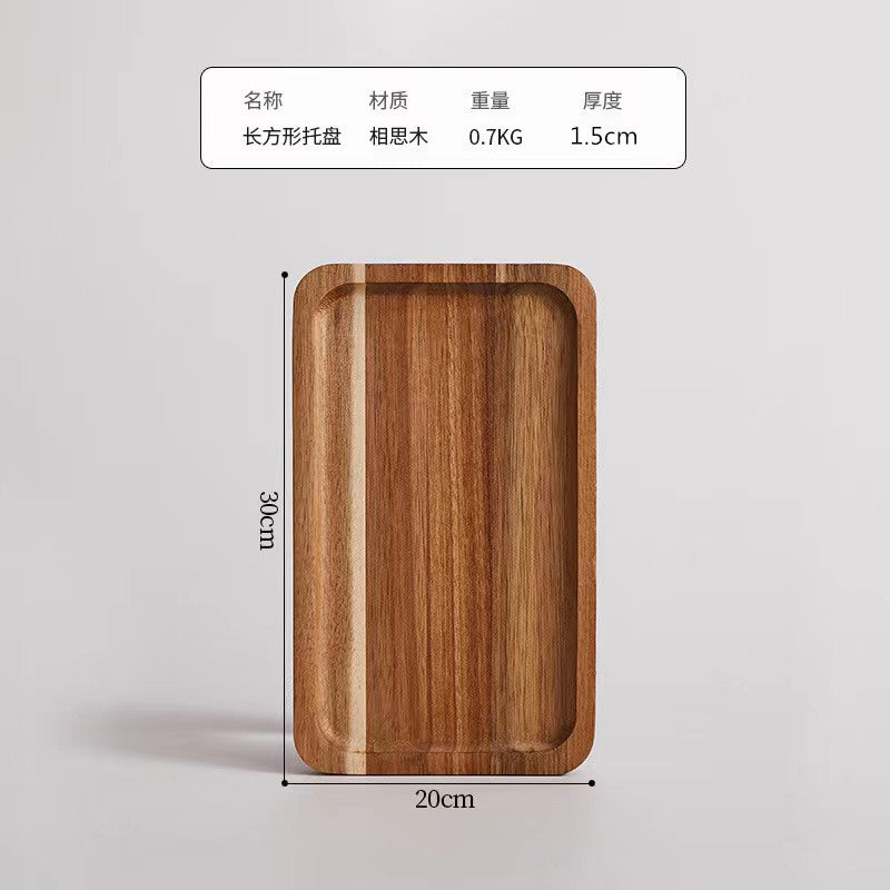 acacia wood tray - household kitchen fruit, vegetable, bread, and deli food sorting tray - suitable for kitchens and restaurants