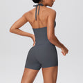 New arrival cross-border pure color brushed beautiful back strap halterhigh waist yoga clothes suit sports running fitness suit for women