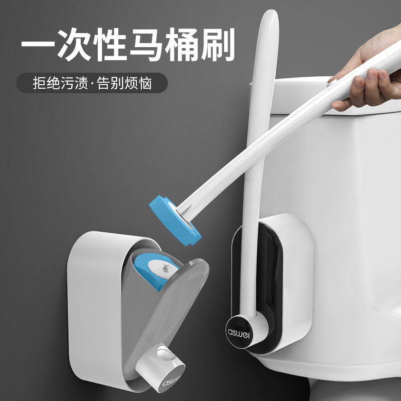 Wholesale disposable toilet brush - household toilet cleaning brush with long handle, no dead angles, wall-mounted cleaning tool