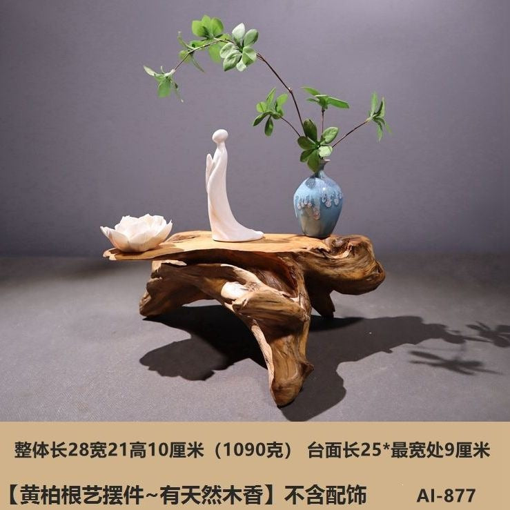 Weathered dead wood ornaments 2 thuja root carving bonsai bottom base tea ceremony tea room tea table dry tea table