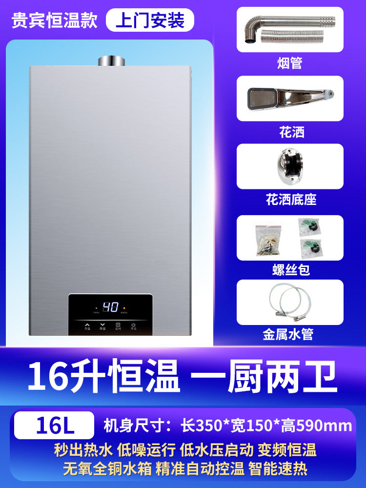 Wholesale natural gas gas water heater for home thermostatic forced exhaust liquefied gas coal gas balanced 16l zero cold water