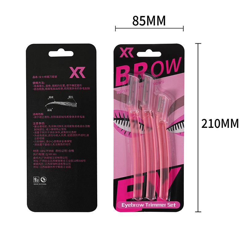 Shurmei 3-pack foldable eyebrow trimmer, special security protective net for women, beginner eyebrow trimmer, eyebrow trimming tool