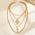 Long cross necklace wholesale european and american cross-border alloy jewelry women's exaggerated sweater chain niche high-end necklace
