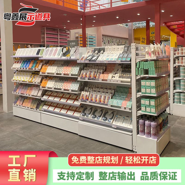 Supermarket toy store Nakajima shelves, stationery and snack store display shelves, supermarket side cabinets, display cabinets, steel, iron and wood combination