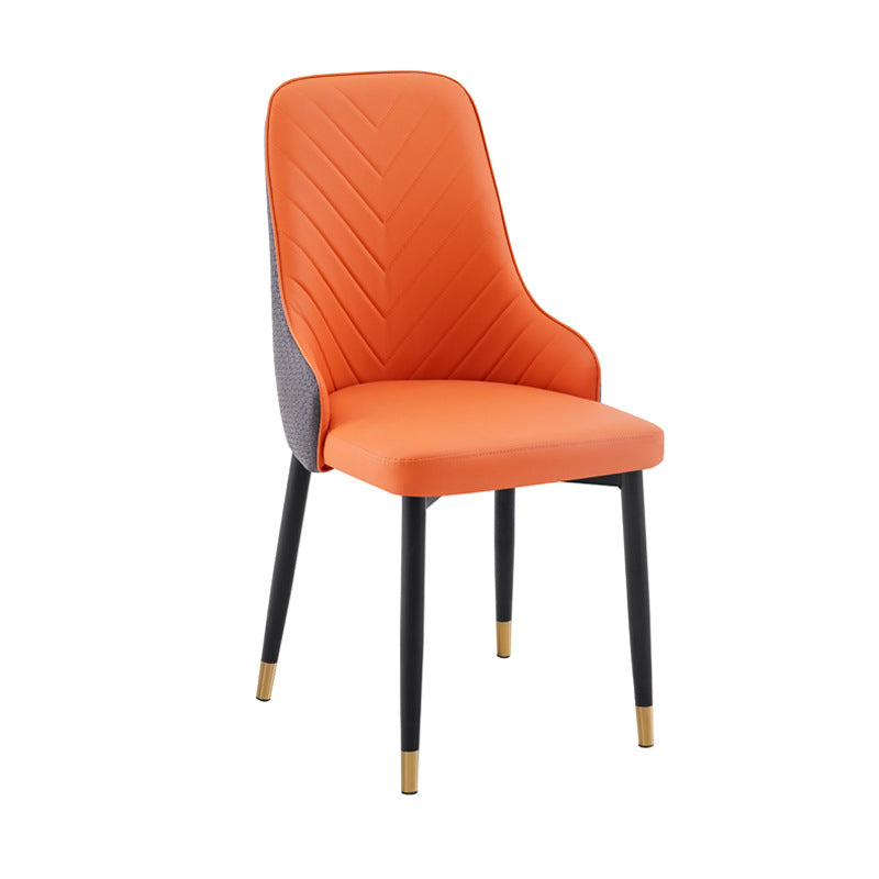 Restaurant & hotel leather upholstered chairs - nordic dining chairs - modern minimalist casual backrest stools - large v-shaped chairs