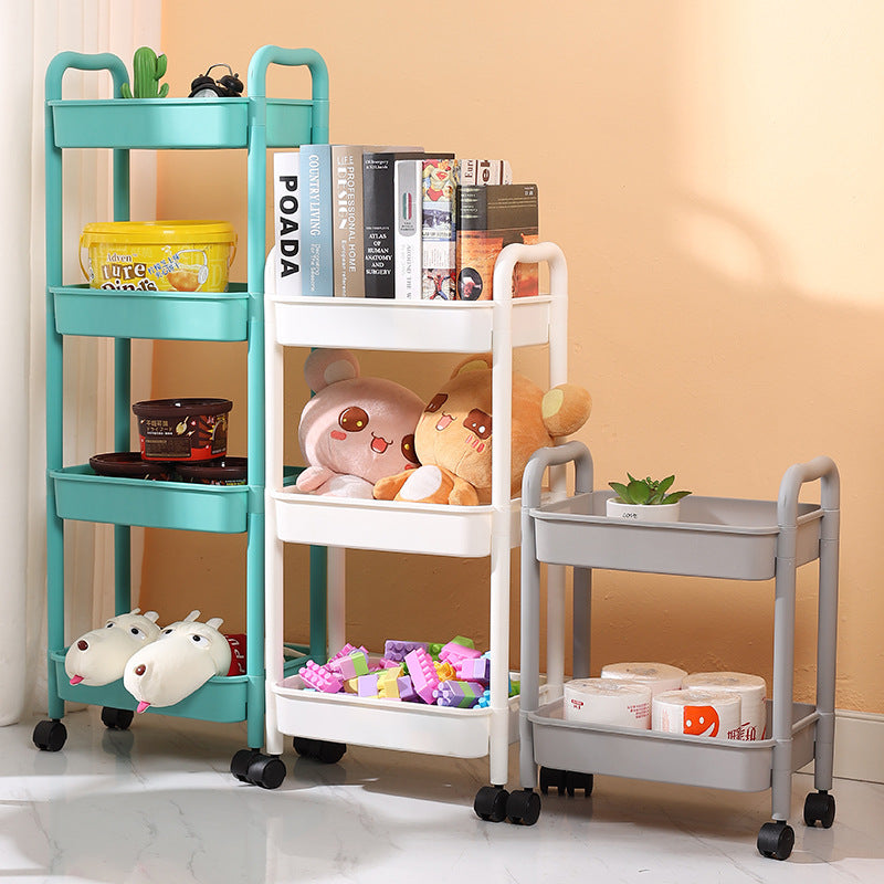 Kitchen storage rack organizer with wheels - multi-tier rolling cart for home use - mobile storage shelf