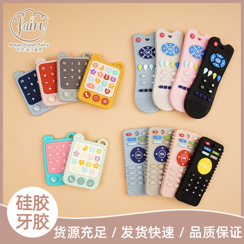 Cross-border explosion baby silicone toothpaste, baby soothing and biting music, simulated remote control food-grade silicone toothpaste