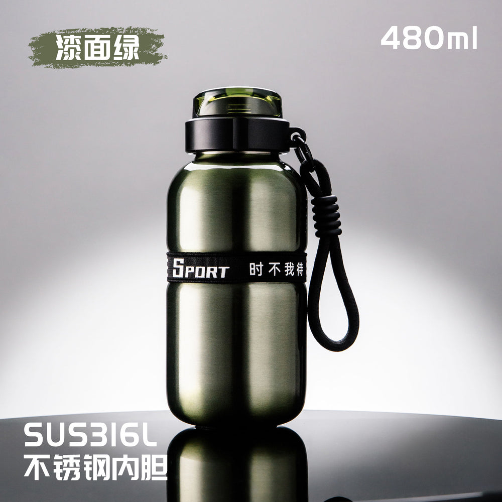 High-style 316 stainless steel dual-drink insulated tumbler with outdoor cycling handle – one-hand open, keeps drinks hot or cold