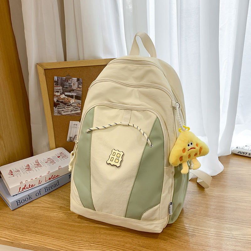 New plush charm backpack - cute japanese style, large capacity, lightweight school bag for middle school girls, plush double shoulder bag