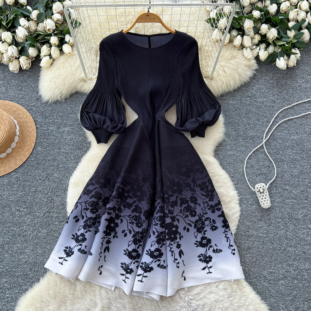 spring new arrival: royal court style retro stand collar dress - european & american socialite design, cinched waist, single-breasted button, printed maxi dress