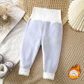 Kidsheattech pants baby fleece-lined long johns fall and wintergirl boys thickened high waist belly pants baby bottom pajamas