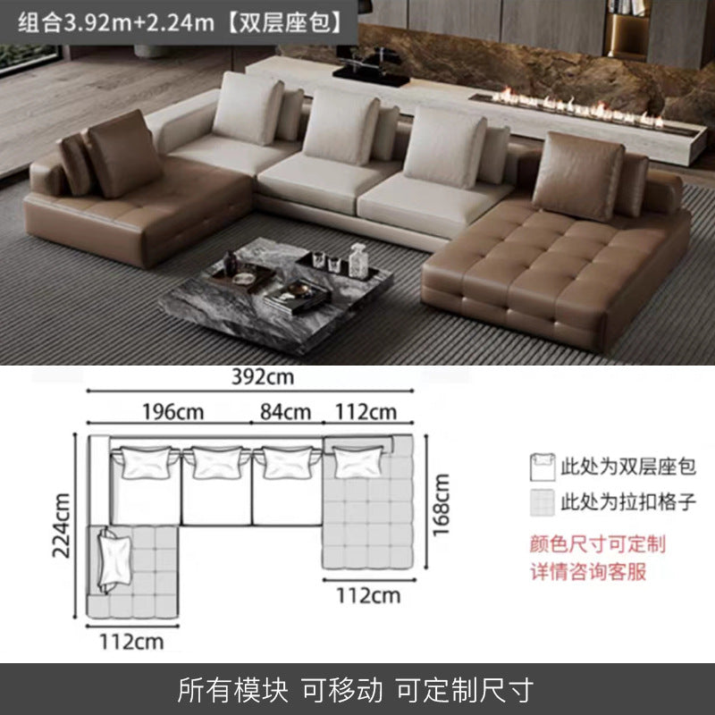 Lawrence genuine leather sofa italian normcore large and small apartment house villa customer corner sofa modern straight row leather sofa