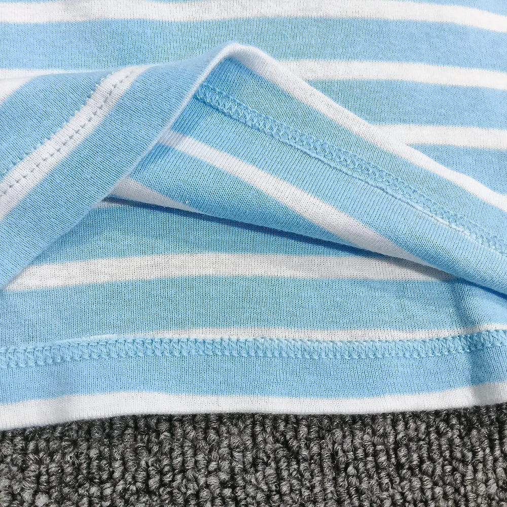 Original export carters boys' blue and white striped puppy print 100% cotton short-sleeve t-shirt, baby summer crew neck top