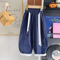 【100% cotton】summer lightweight breathable cool casual versatile belted scimitar casual pants 2614