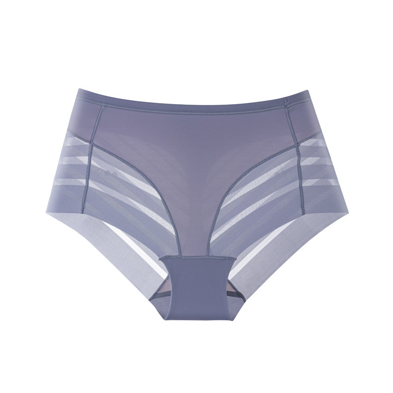 women's underwear: summer ice silk high-stretch mid-waist plus size breathable mesh sexy lace triangle panties