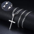 European and american cross-border new jewelry stainless steel cuban chain cross pendant necklace for men - minimalist fashion necklace